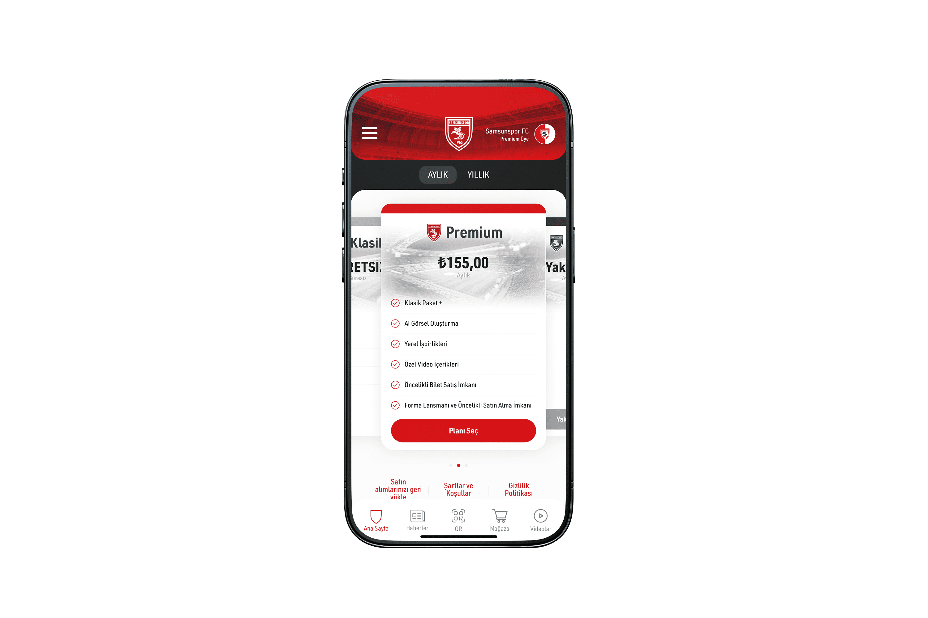 Samsunspor FC Mobil Premium ve Official Store ürün kutusu