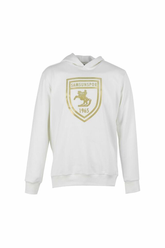 Arma Baskılı Kapüşonlu Ekru Sweat EKRU