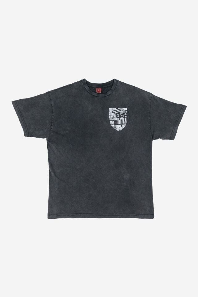 Yıkamalı Oversize Baskılı T-shırt