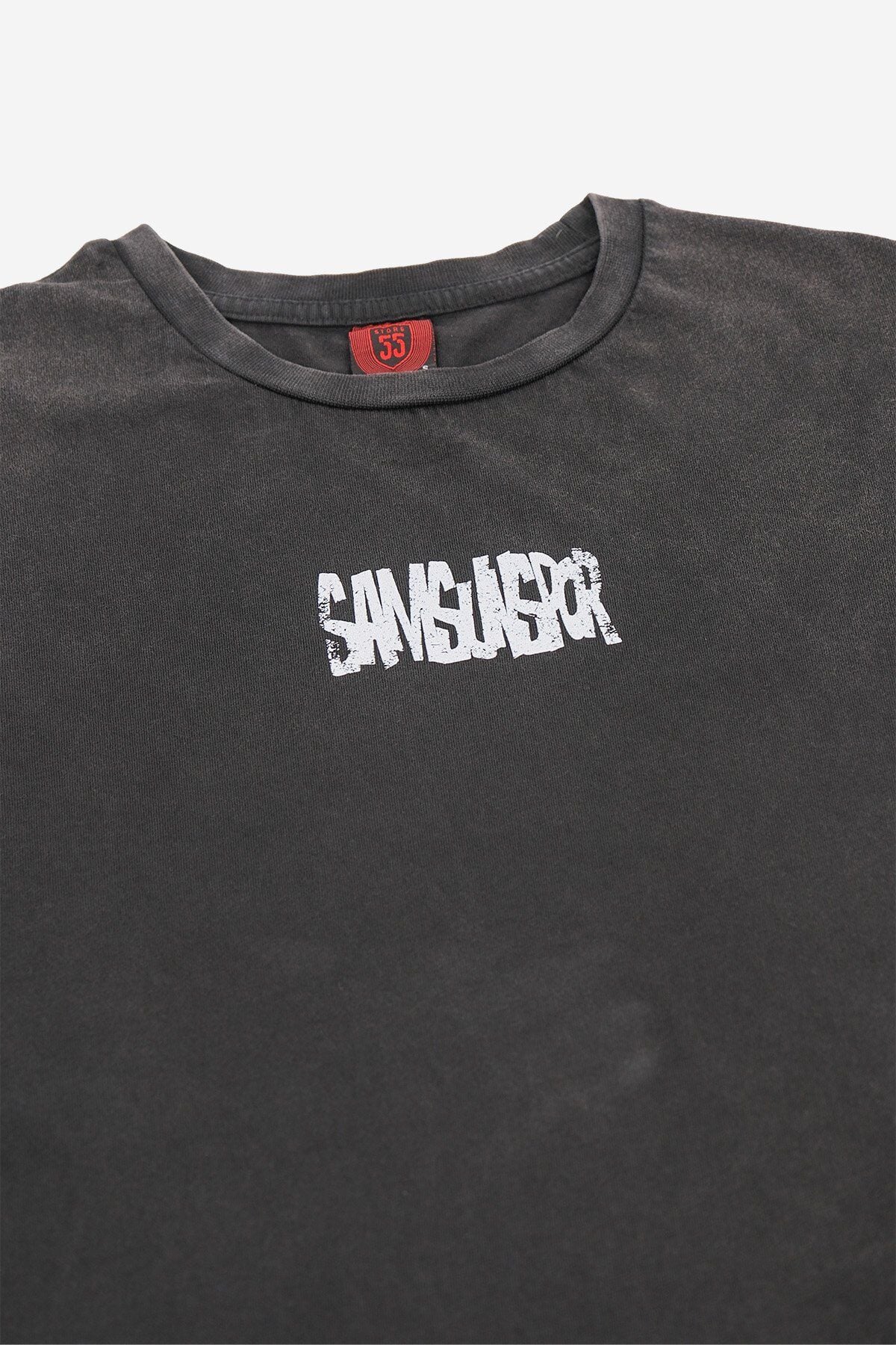 Samsunspor Baskılı Yıkamalı Oversize T-shırt FÜME