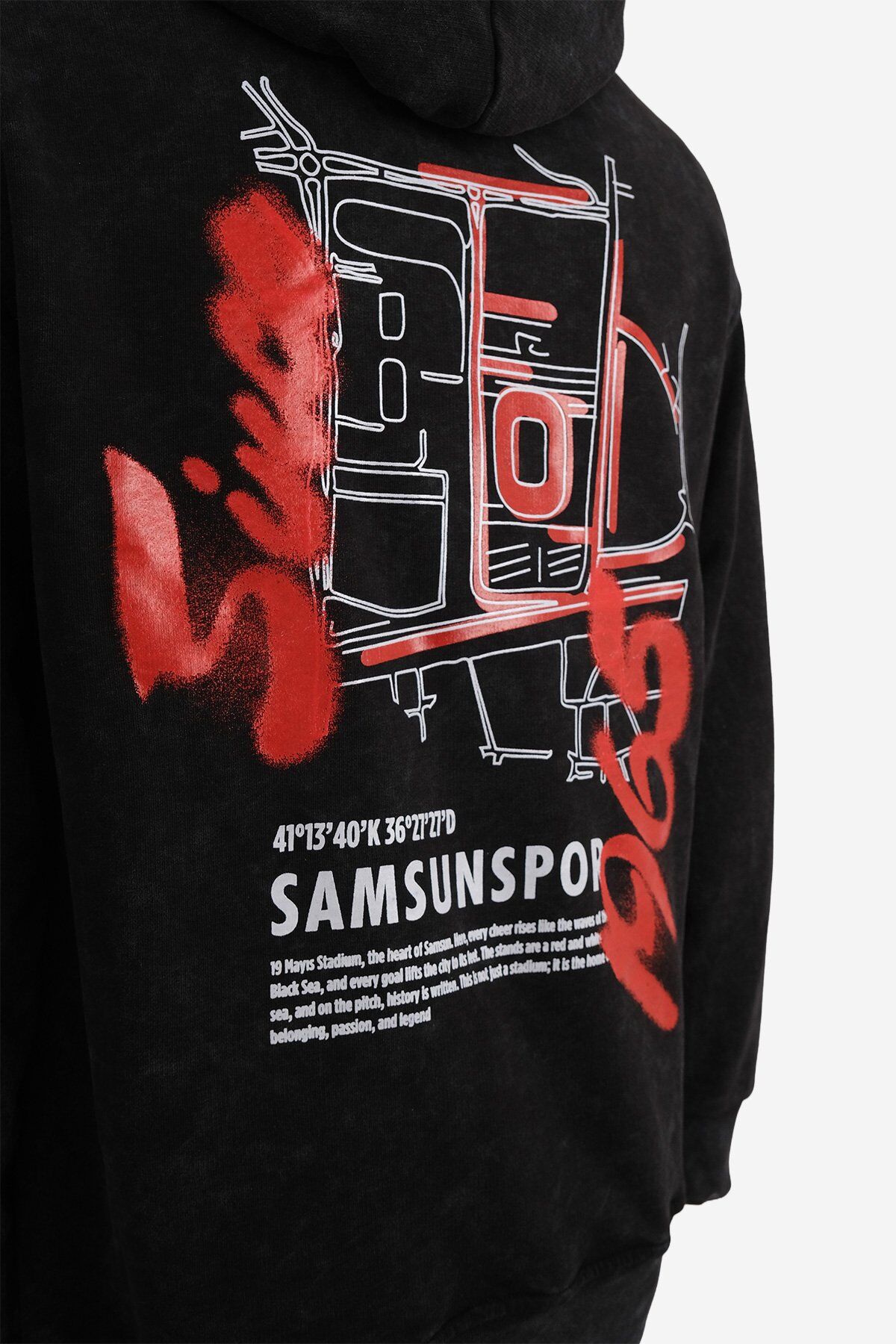 Oversıze Sırt Baskılı Kapüşonlu Sweat