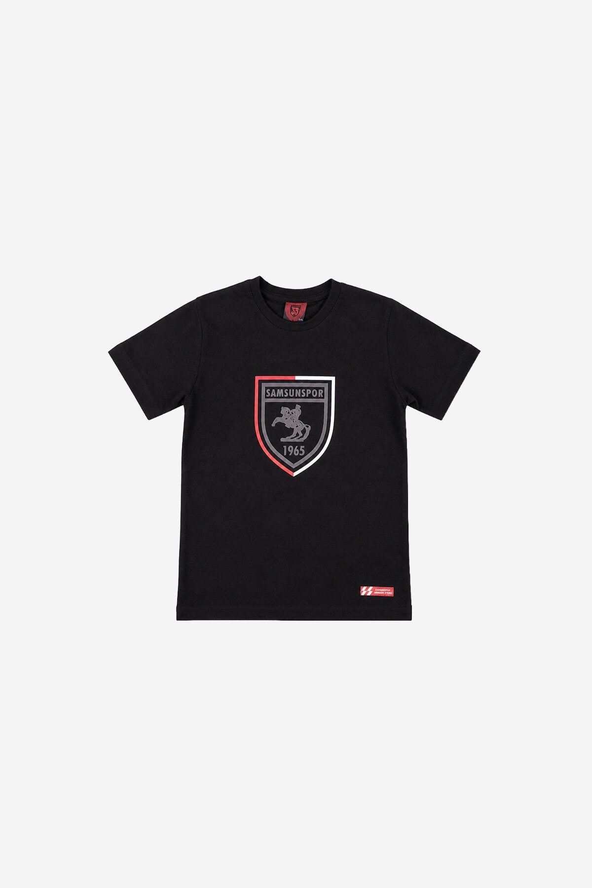 Kırmızı-Beyaz Çizgili Armalı Çocuk T-Shirt