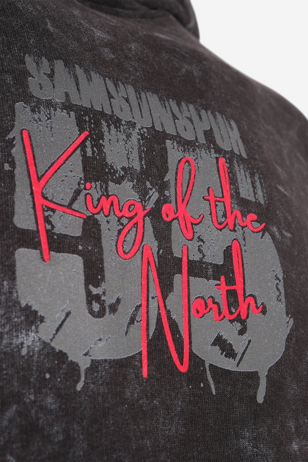 Sırt Detaylı 55 Baskılı Oversize Kapüşonlu Sweat