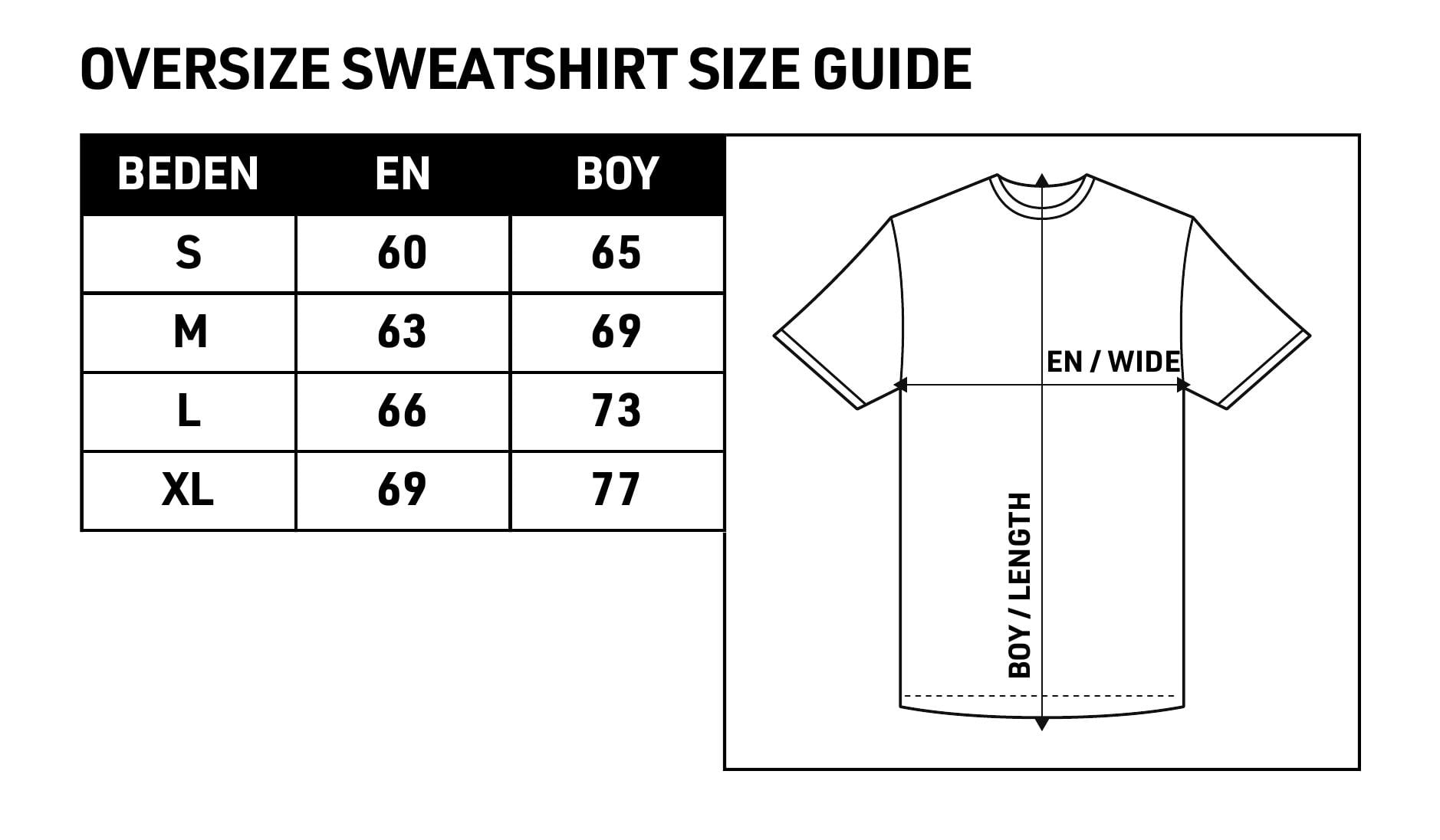 Oversize Sweatshirt Beden Tablosu
