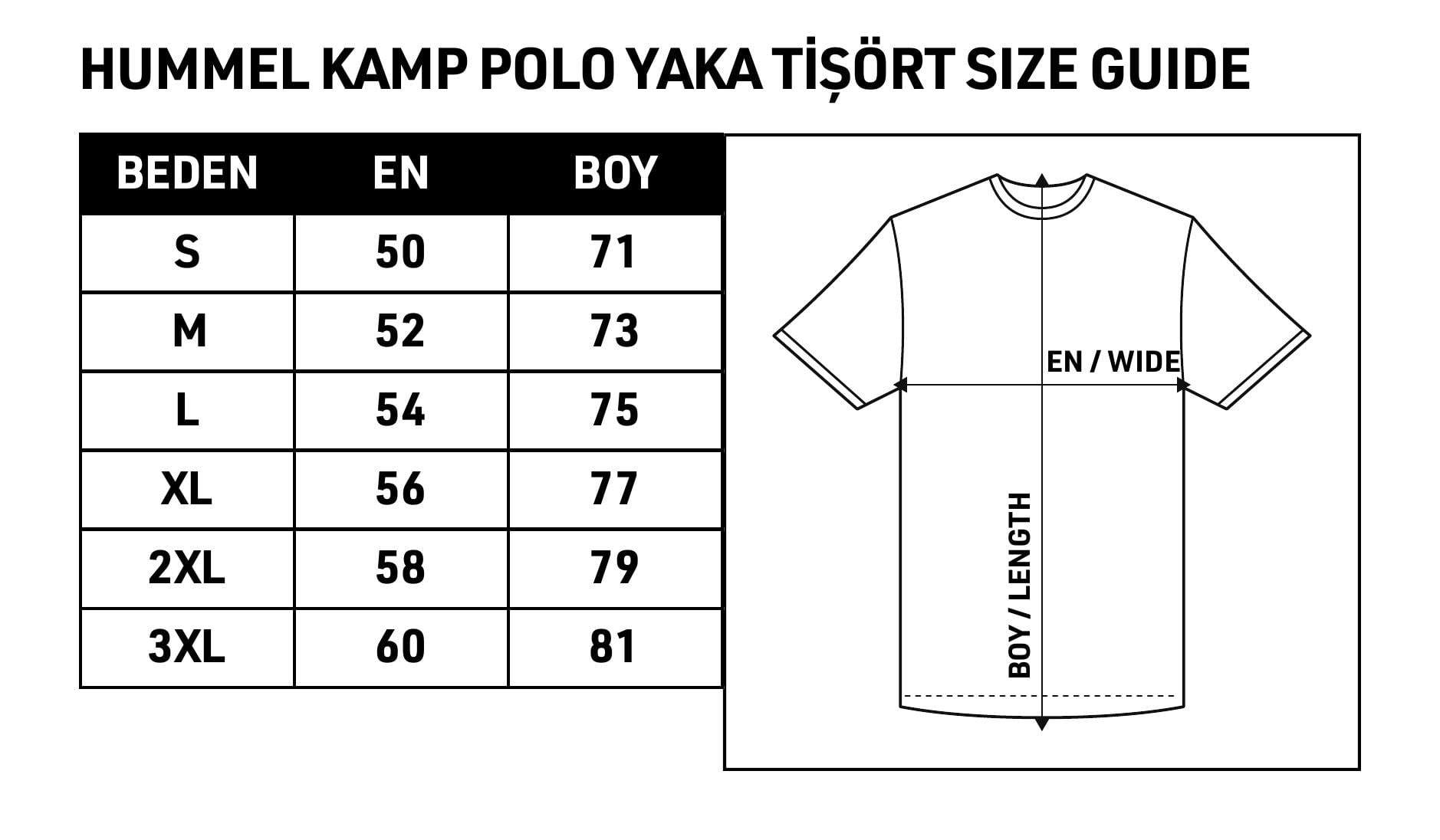 Kamp Polo Tişört Beden Tablosu