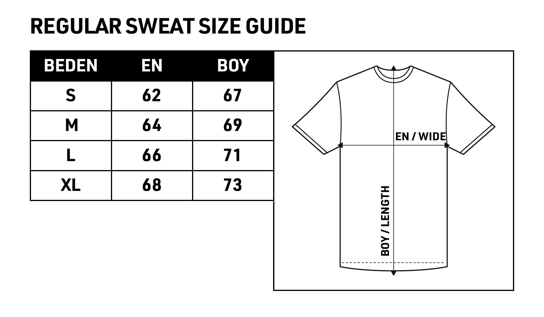 Regular Sweat Beden Tablosu